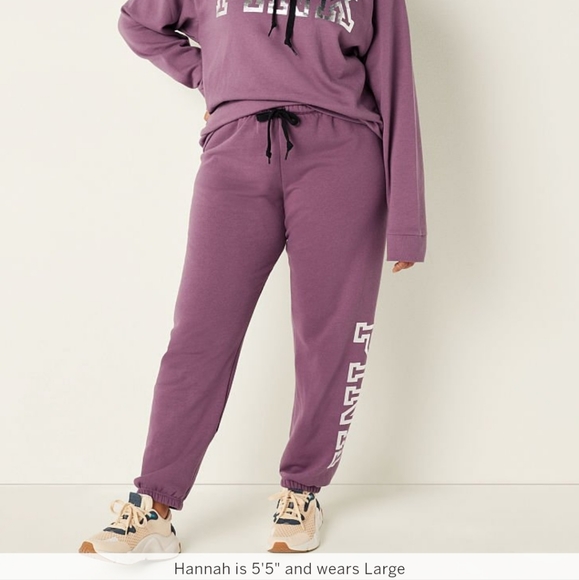 PINK Victoria Secret Everyday Classic Lounge Sweat Pant Small purple silver NEW - Picture 6 of 11